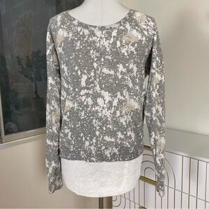 J.Crew Metallic Splatter Print 100% Cotton Sweatshirt in Gray Sand & White, Sz S